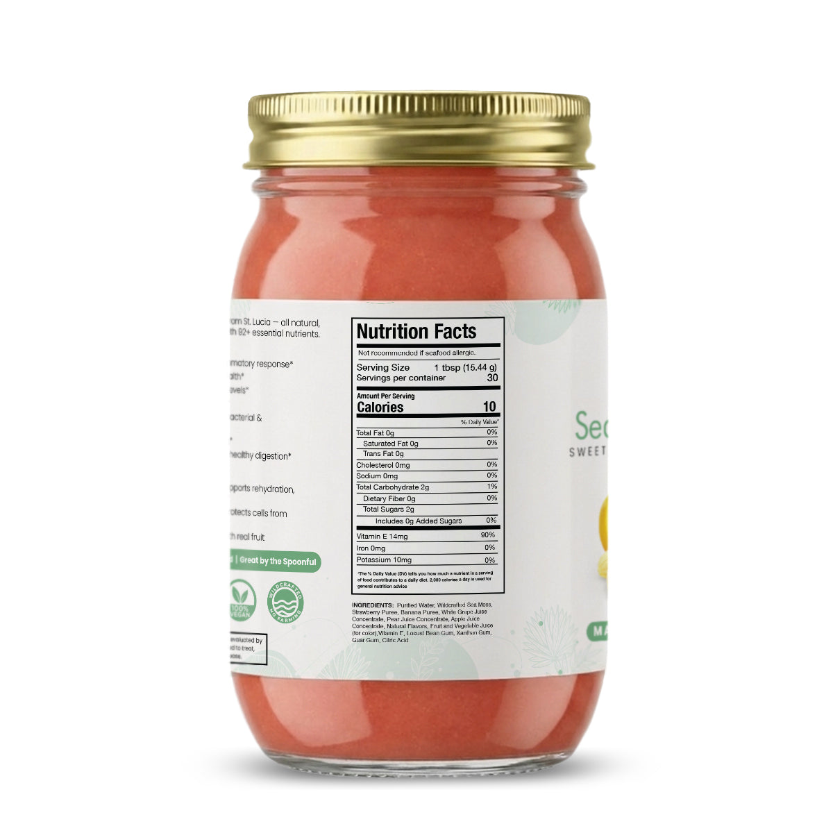 Sweet Strawberry Banana Sea Moss Gel 16oz | Wildcrafted & Vegan | Healthy Herbs Store