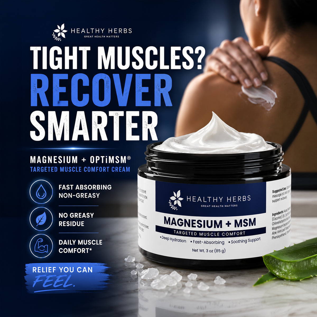 Healthy Herbs magnesium and MSM topical cream product image