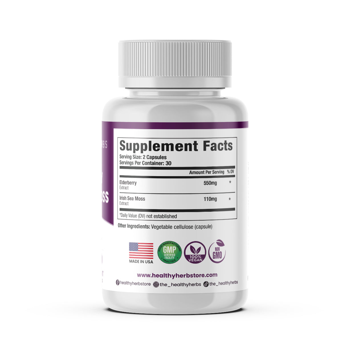 Healthy Herbs elderberry and Irish sea moss capsules product image