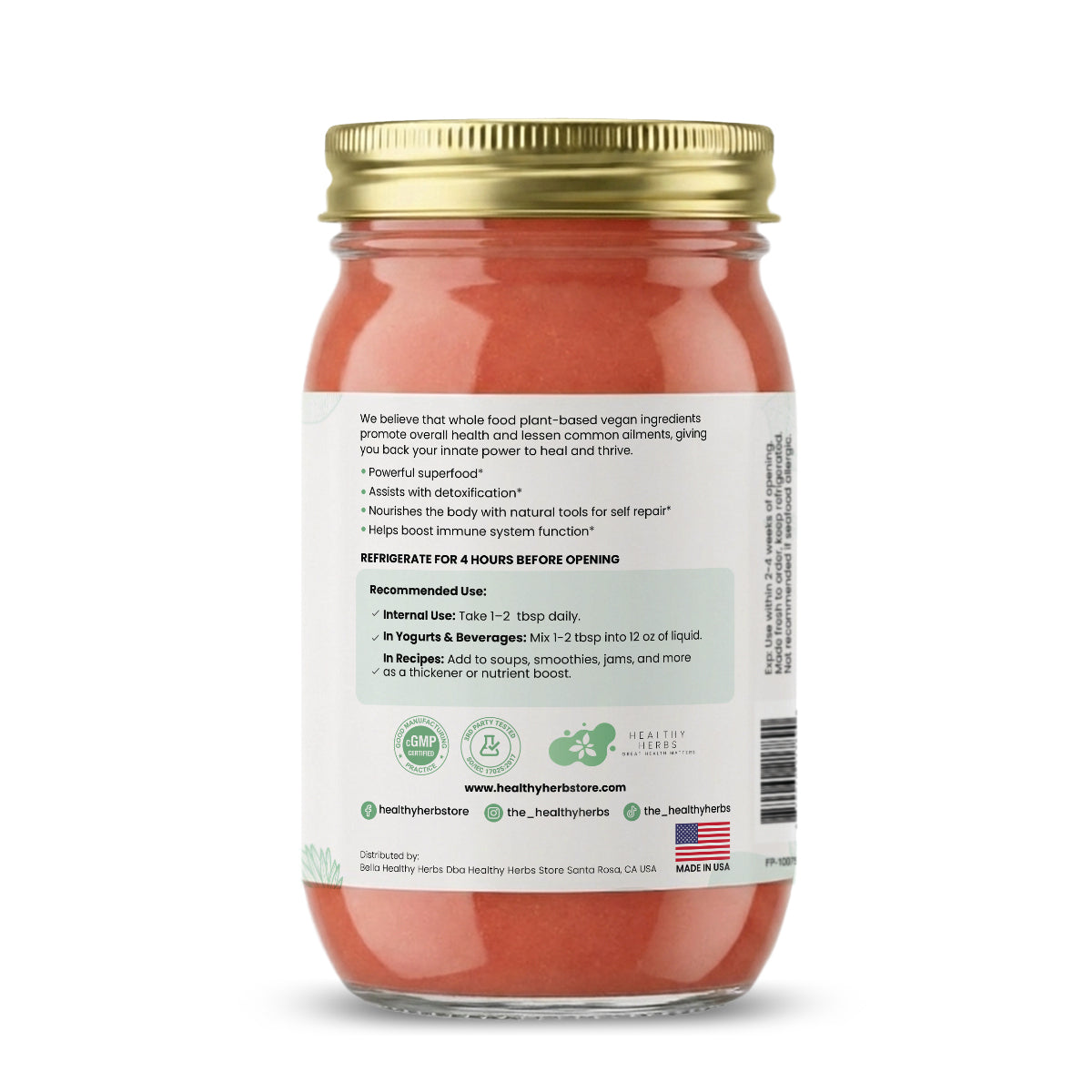 Sweet Strawberry Banana Sea Moss Gel 16oz | Wildcrafted & Vegan | Healthy Herbs Store