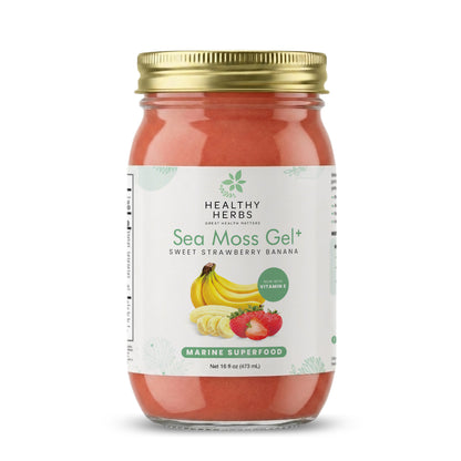 Sweet Strawberry Banana Sea Moss Gel 16oz | Wildcrafted & Vegan | Healthy Herbs Store