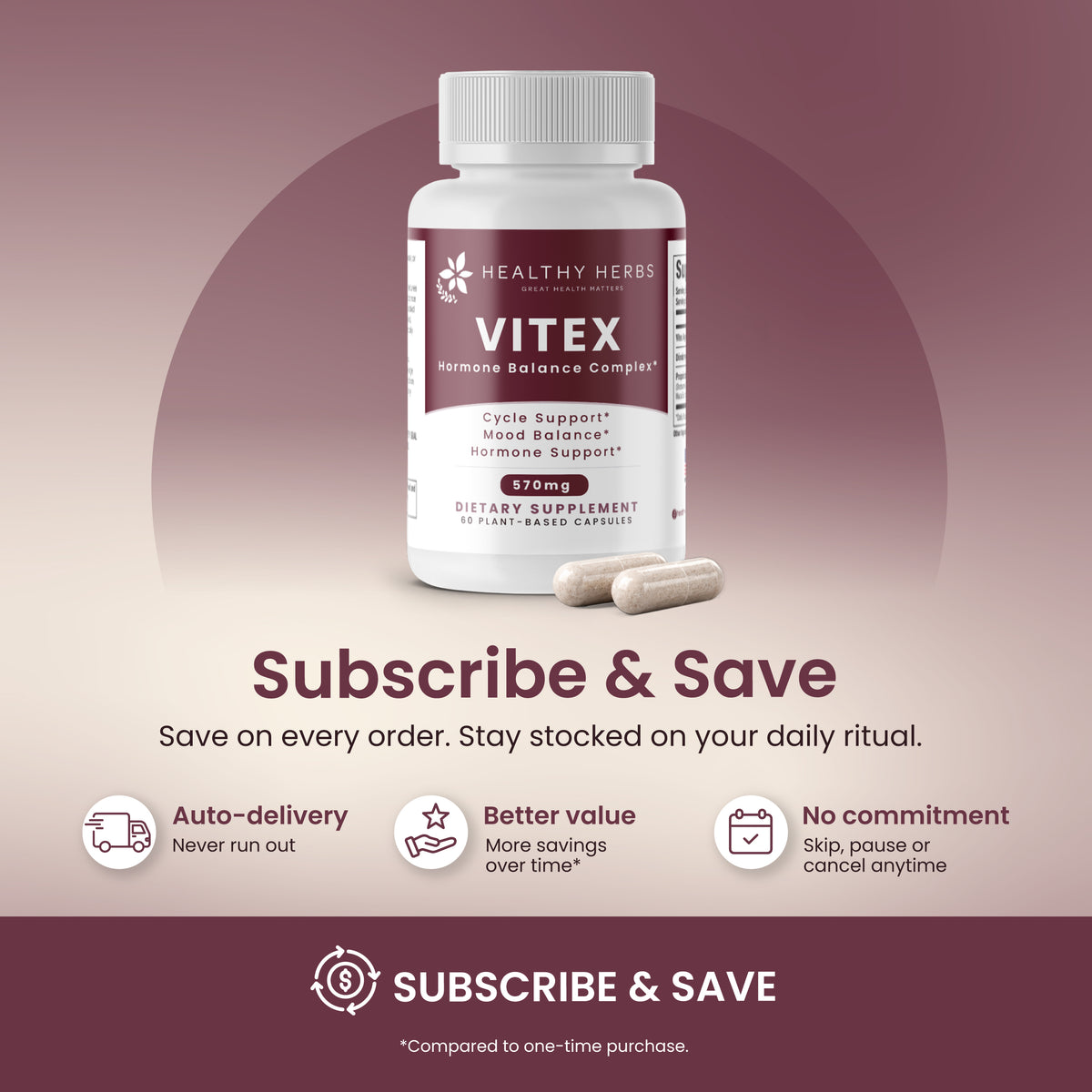 Healthy Herbs | Vitex DIM Shatavari Hormone Balance for Women* 570mg 60 Capsules