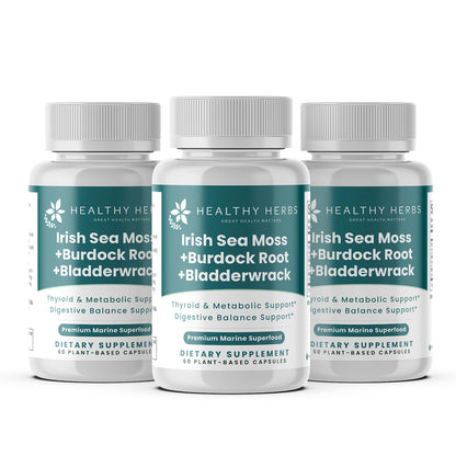 Healthy Herbs sea moss, burdock root, and bladderwrack capsules 900mg product image