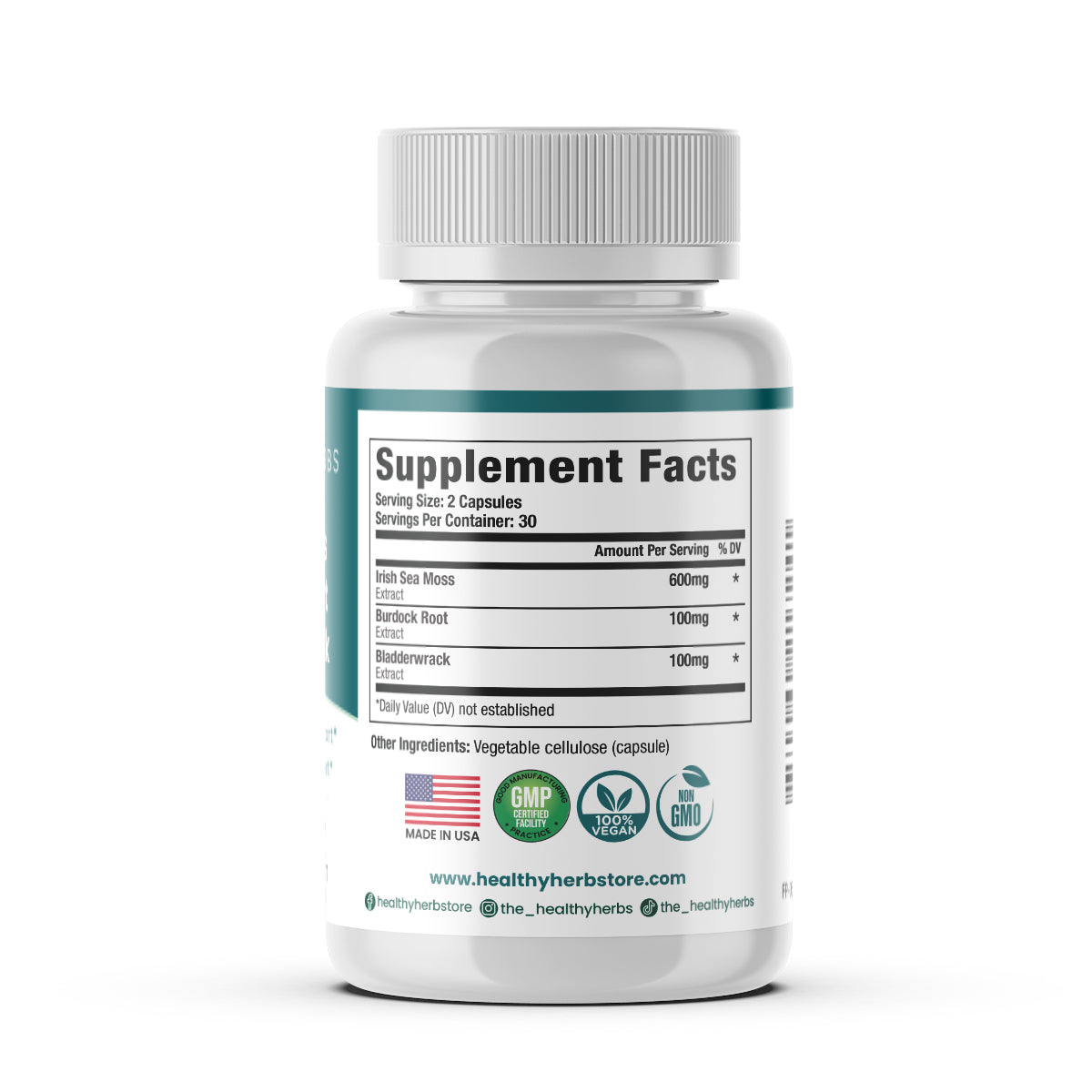 Healthy Herbs sea moss, burdock root, and bladderwrack capsules 900mg product image