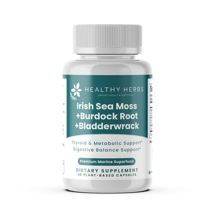 Healthy Herbs sea moss, burdock root, and bladderwrack capsules 900mg product image