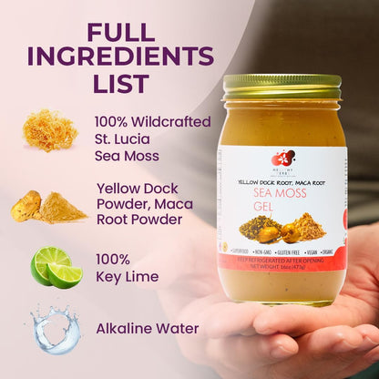Healthy Herbs sea moss gel with yellow dock and maca root (16 oz)