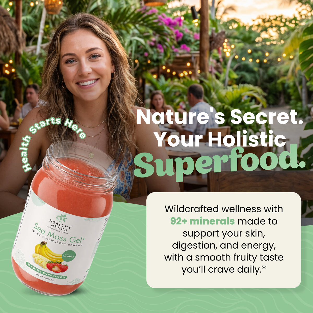 Sweet Strawberry Banana Sea Moss Gel 16oz | Wildcrafted & Vegan | Healthy Herbs Store