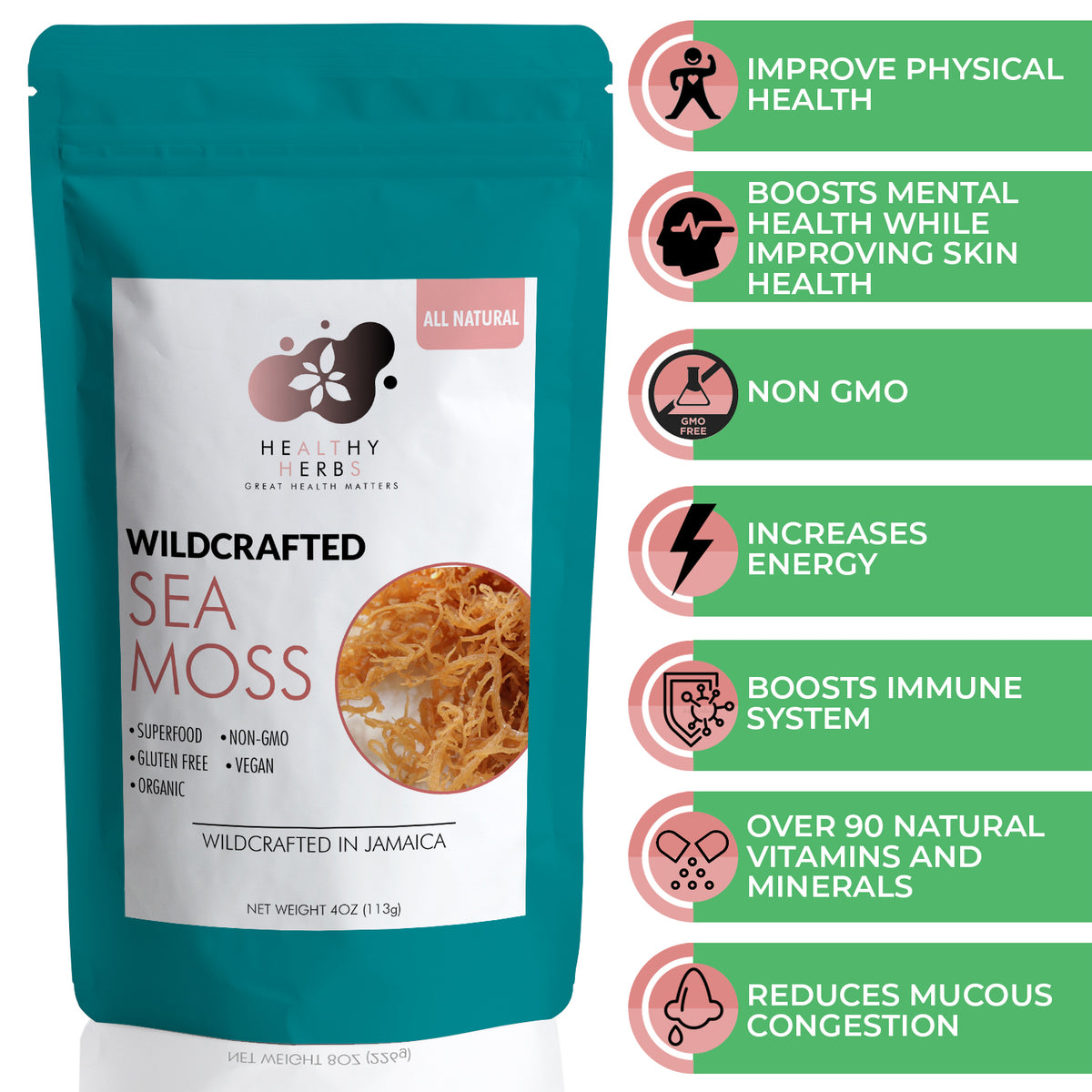 Healthy Herbs sea moss gel, yoni oils, feminine care gel and foam washes herb products are made from 100% organic, plant based ingredients, vegan, gluten free, with no additives. Our seamoss gels are made from wildcrafted seamoss along the shorelines of Jamaica and St. Lucia containing over 90% of the essential vitamins and minerals the body needs. Some of our herbs include mint, calendula, lavender, elderberry, turmeric, yellow dock, spirulina, moringa, ashwagandha, rose, aloe vera, and tea tree.